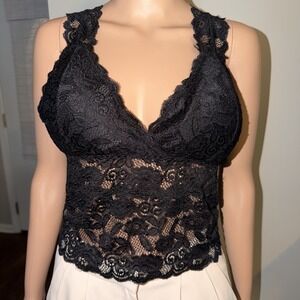 Kathy V-Neck Lace Babydoll Y2K Top Padded Bra Stretch Whimsigoth Festival